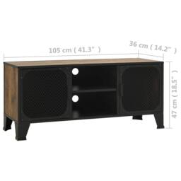 Berkfield Home TV Cabinet Rustic Brown 105x36x47 cm Metal & MDF - Size: 105 x 36 x 47 cm - thumbnail 9