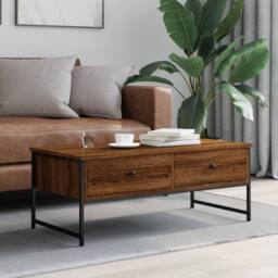 Berkfield Home Coffee Table Brown Oak 101x49x39.5 cm Engineered Wood - thumbnail 3