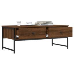 Berkfield Home Coffee Table Brown Oak 101x49x39.5 cm Engineered Wood - thumbnail 4