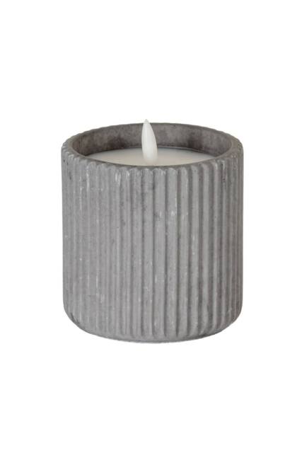 KDMD Luxe Collection Grey Ribbed Large LED Candle with Timer - image 1