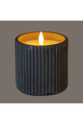 KDMD Luxe Collection Grey Ribbed Large LED Candle with Timer - thumbnail 2