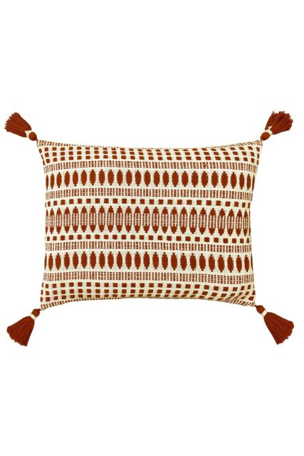 The Linen Yard Ganado Woven Tasselled Cushion in Red - Size: 40 cm x 60 cm - image 1