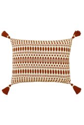 The Linen Yard Ganado Woven Tasselled Cushion in Red - Size: 40 cm x 60 cm - thumbnail 1