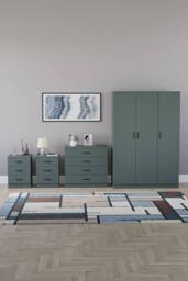 HD Designs 4Pc Bedroom Set 2x3Drawer Bedside, 4Drawer, 3 Dr Wardrobe in Green - thumbnail 4
