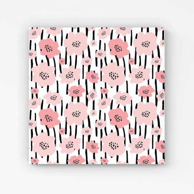 "Warren Reed - Designer Pastel Pink Flowers Canvas - Size: W30"" x H30""" - image 1