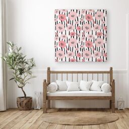 "Warren Reed - Designer Pastel Pink Flowers Canvas - Size: W30"" x H30""" - thumbnail 3
