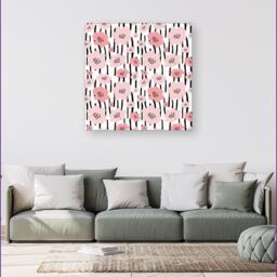 "Warren Reed - Designer Pastel Pink Flowers Canvas - Size: W30"" x H30""" - thumbnail 4