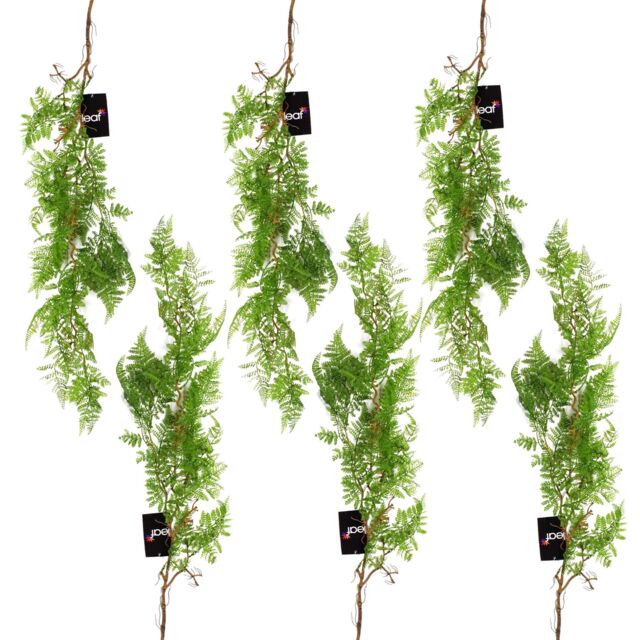 Leaf 6 x 100cm Artificial Hanging Maidenhair Fern Plant Dark Green - Size: 6 x 100 cm - image 1