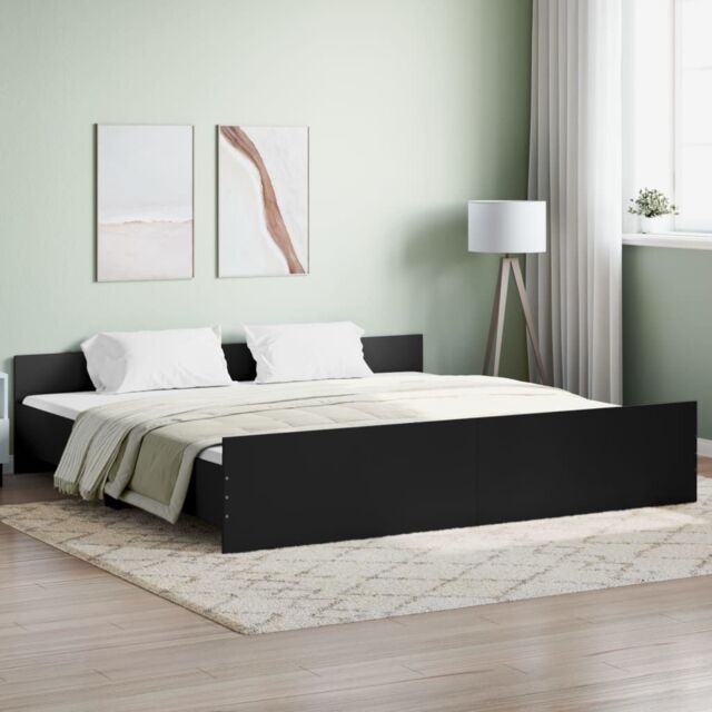Berkfield Home Bed Frame with Headboard & Footboard Black 200x200 cm - image 1