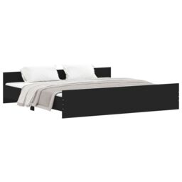 Berkfield Home Bed Frame with Headboard & Footboard Black 200x200 cm - thumbnail 2