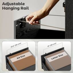 HOMCOM 3 Drawer File Cabinet Rolling Filing Cabinet for A4 & Letter in Black - thumbnail 5