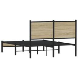 Berkfield Home Metal Bed Frame without Mattress Sonoma Oak 120x200 cm in Light Brown - Size: Small Double - thumbnail 7