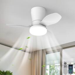 NIVOR LED Ceiling Fans with Lights for Small Spaces 6 Speed Quiet Reversible in White - thumbnail 1