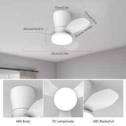 NIVOR LED Ceiling Fans with Lights for Small Spaces 6 Speed Quiet Reversible in White - thumbnail 4