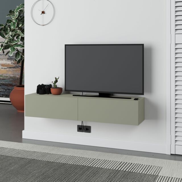 Decortie Francy' Modern TV Unit with Storage TV Cabinet 135cm in Green - Size: 1 Pack - image 1