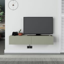 Decortie Francy' Modern TV Unit with Storage TV Cabinet 135cm in Green - Size: 1 Pack - thumbnail 2