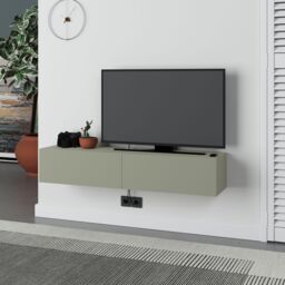 Decortie Francy' Modern TV Unit with Storage TV Cabinet 135cm in Green - Size: 1 Pack - thumbnail 1