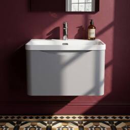 Balterley Arch Wall Hung 1-Drawer Bathroom Vanity, Ceramic Basin, Grey, 600mm in Grey - thumbnail 6