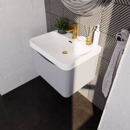 Balterley Arch Wall Hung 1-Drawer Bathroom Vanity, Ceramic Basin, Grey, 600mm in Grey - thumbnail 3