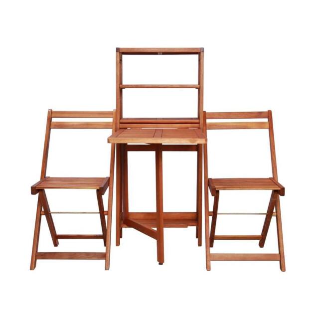 Berkfield Home Durable 3 Piece Folding Bistro Set Solid Acacia Wood in Brown - image 1