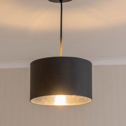 ValueLights Reni Black with Metallic Chrome Inner Easy Fit Ceiling Lamp Shade - Size: Medium - thumbnail 1
