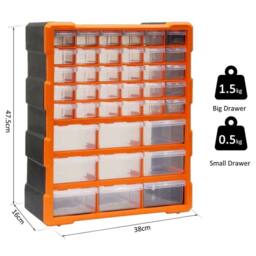 SPETLEK Multi Drawer Parts Organiser Unit 39 Drawers in Orange - thumbnail 2