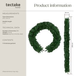 tectake Christmas Garland In Detailed & Lifelike Look, 270 Cm Long in Green - thumbnail 6