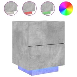 Berkfield Home Bedside Cabinets with LED Lights 2 pcs Concrete Grey Engineered Wood - thumbnail 5