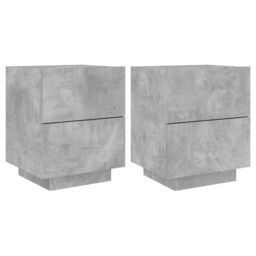 Berkfield Home Bedside Cabinets with LED Lights 2 pcs Concrete Grey Engineered Wood - thumbnail 2