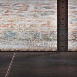 Livabliss Lilian-Washable Brown Blue Vintage Traditional Boho Living Dining Rug in Burnt Orange - Size: 200 cm x 275 cm - thumbnail 9