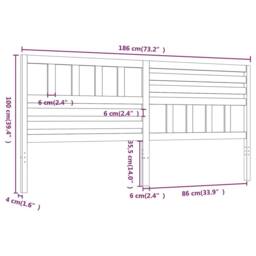 Berkfield Home Bed Headboard Black 186x4x100 cm Solid Wood Pine - Size: 186 x 4 x 100 cm - thumbnail 6