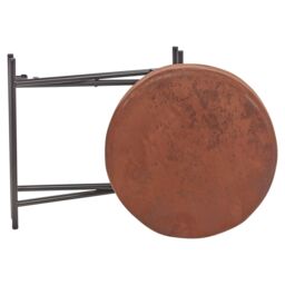 EONLION Brown Faux Leather Stool, Round Padded Seat with Metal Legs - thumbnail 3
