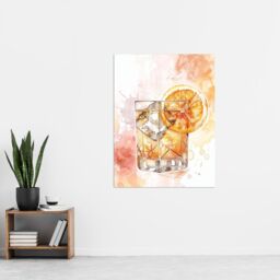 "Artery8 Classic Old Fashioned Cocktail Orange Watercolour Wall Art Print - Size: W24"" x H32""" - thumbnail 4