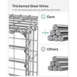 Kelvenix Gabion Basket Galvanised Steel 100 x 80 x 30 cm in Silver - thumbnail 4