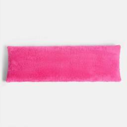 OHS Long Bolster Pillow Teddy Fleece Body Neck Pregnancy Support Cushion in Bright Pink - thumbnail 3