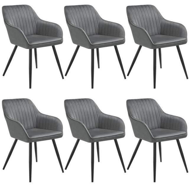 tectake Dining Chair Marilyn Set Of 6 - Grey/Black in Grey - Size: 6 Pack - image 1