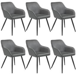 tectake Dining Chair Marilyn Set Of 6 - Grey/Black in Grey - Size: 6 Pack - thumbnail 1
