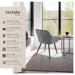 tectake Dining Chair Marilyn Set Of 6 - Grey/Black in Grey - Size: 6 Pack - thumbnail 2