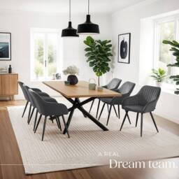 tectake Dining Chair Marilyn Set Of 6 - Grey/Black in Grey - Size: 6 Pack - thumbnail 8