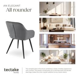 tectake Dining Chair Marilyn Set Of 6 - Grey/Black in Grey - Size: 6 Pack - thumbnail 7