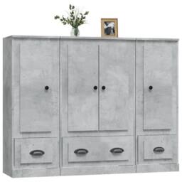 Berkfield Home Highboards 3 pcs Concrete Grey Engineered Wood - thumbnail 4