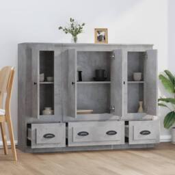 Berkfield Home Highboards 3 pcs Concrete Grey Engineered Wood - thumbnail 1