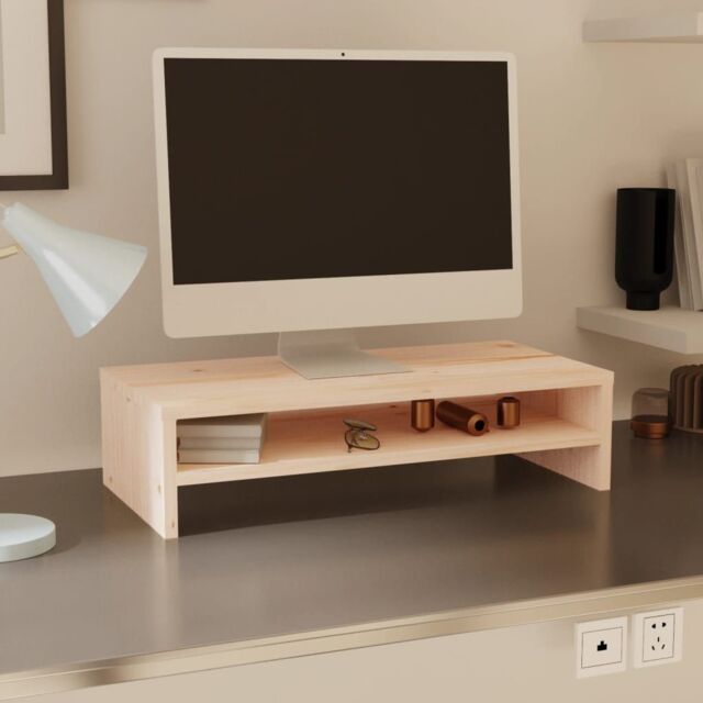 Berkfield Home Monitor Stand 50x24x13 cm Solid Wood Pine in Brown - Size: 50 x 24 x 13 cm - image 1