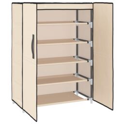 Berkfield Home Shoe Cabinet Cream 60x28x90 cm Fabric in Beige - Size: 60 x 28 x 90 cm - thumbnail 5