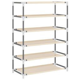 Berkfield Home Shoe Cabinet Cream 60x28x90 cm Fabric in Beige - Size: 60 x 28 x 90 cm - thumbnail 6
