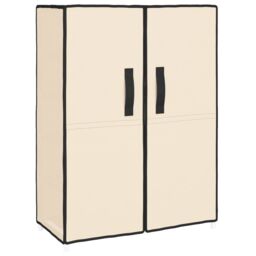 Berkfield Home Shoe Cabinet Cream 60x28x90 cm Fabric in Beige - Size: 60 x 28 x 90 cm - thumbnail 2