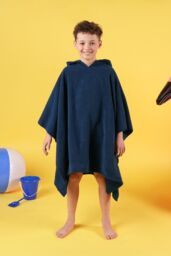 OHS Poncho Towel Absorbent Hood Quick Drying Beach Robe Childrens in Navy