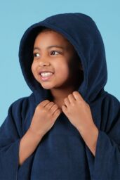 OHS Poncho Towel Absorbent Hood Quick Drying Beach Robe Childrens in Navy - thumbnail 4