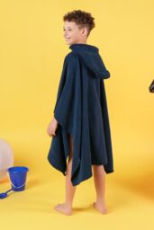 OHS Poncho Towel Absorbent Hood Quick Drying Beach Robe Childrens in Navy - thumbnail 3