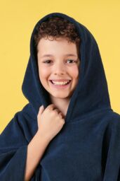 OHS Poncho Towel Absorbent Hood Quick Drying Beach Robe Childrens in Navy - thumbnail 5